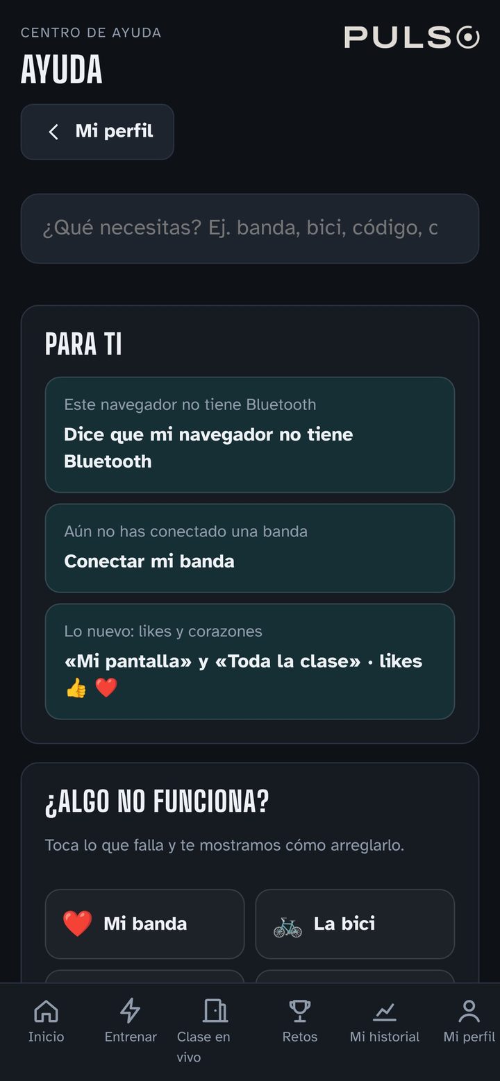 Centro de ayuda dentro de la app con sugerencias para cada alumno