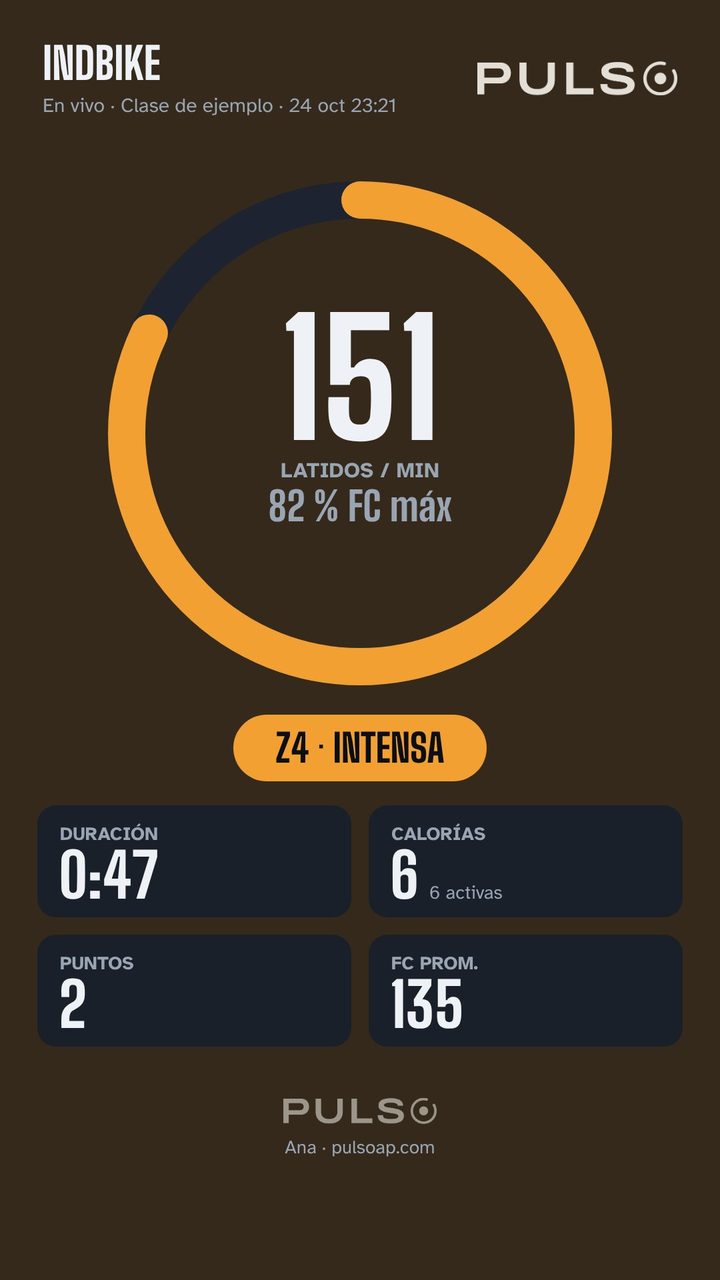 Captura para redes: pantalla del alumno con 151 lpm y zona 4, con el logo PULSO